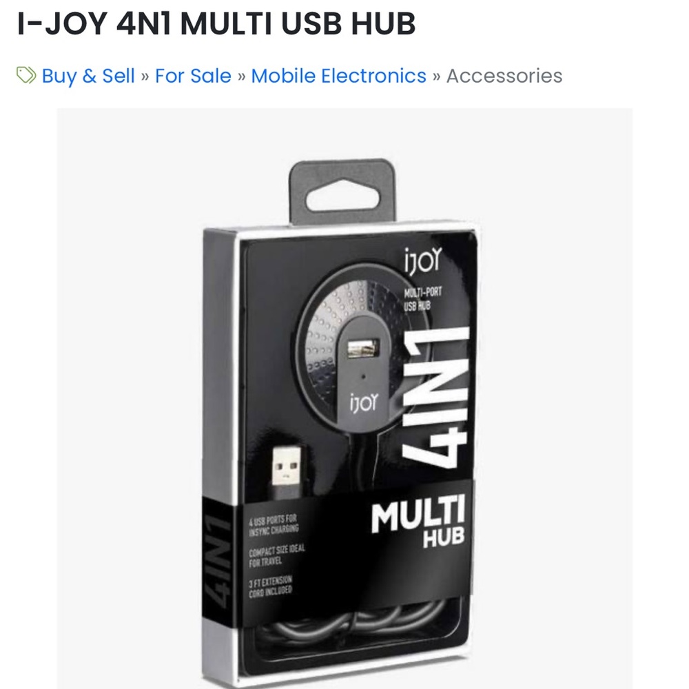 iJoy 4-in-1 Multi USB Hub (Silver)